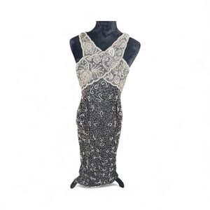 Laurence Kazar Black and Silver Maxi Dress vintage 80s